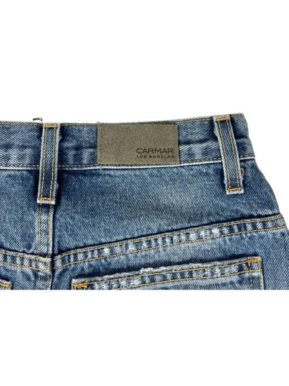 Carmar Beatrice Denim Skort 25 Distressed Exposed Front Zip Festival Shorts LA